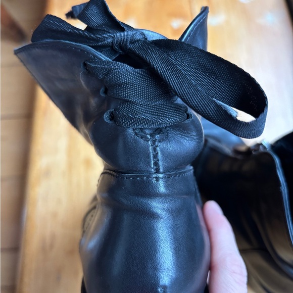 Vintage Italian Leather Ankle Boots— zip front & lace back - Picture 2 of 5